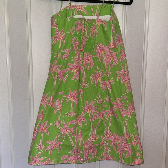 VINTAGE LILLY PULITZER PINK & GREEN PALM TREE COTTON SUMMER DRESS SZ 6 - Picture 3 of 7